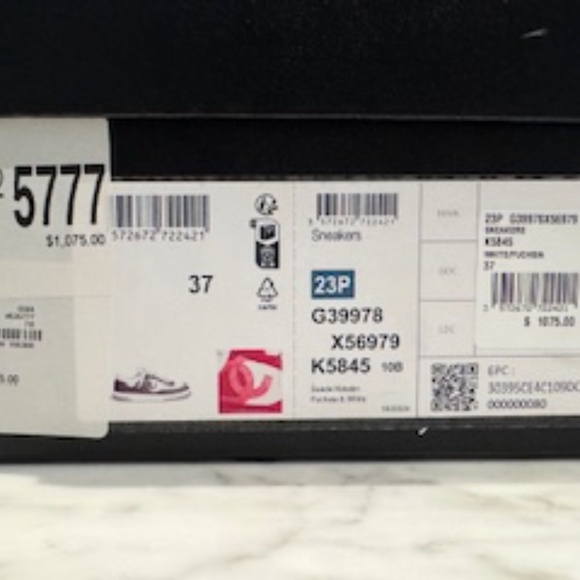 Chanel 23P Fuchsia  Suede White CC Logo Flat Lace Up Runner Trainer Sneaker 37 - Picture 14 of 14